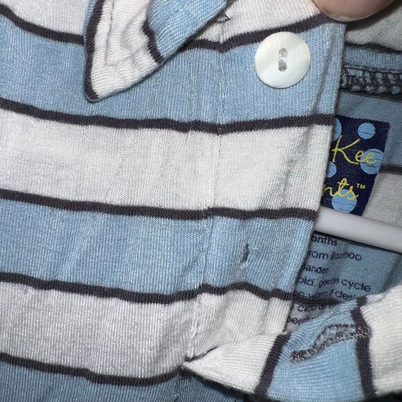 KicKee Pants Boys Bamboo Striped Romper 6-12m Blue White - Picture 3 of 8